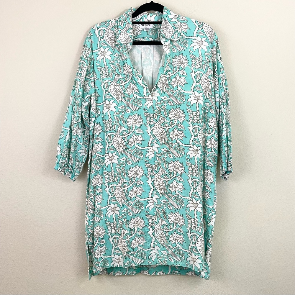 Holly‎ Shae Floral Paisley Hand Block Cotton Tunic Dress Classic Preppy One Size